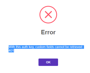 Auth Key Error