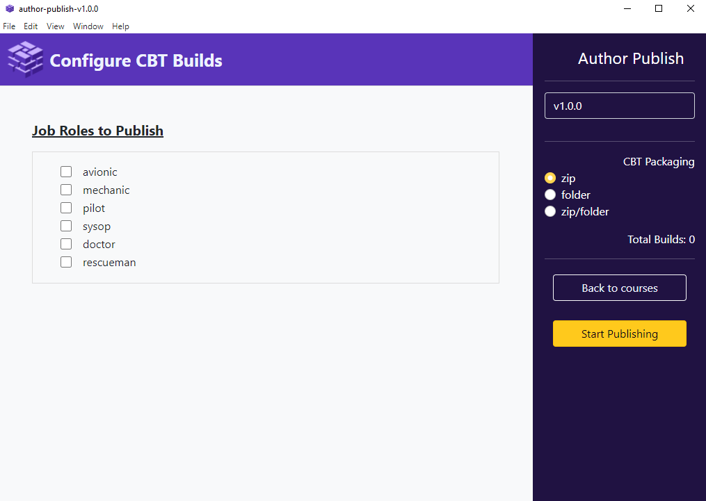 CBT Publish Settings