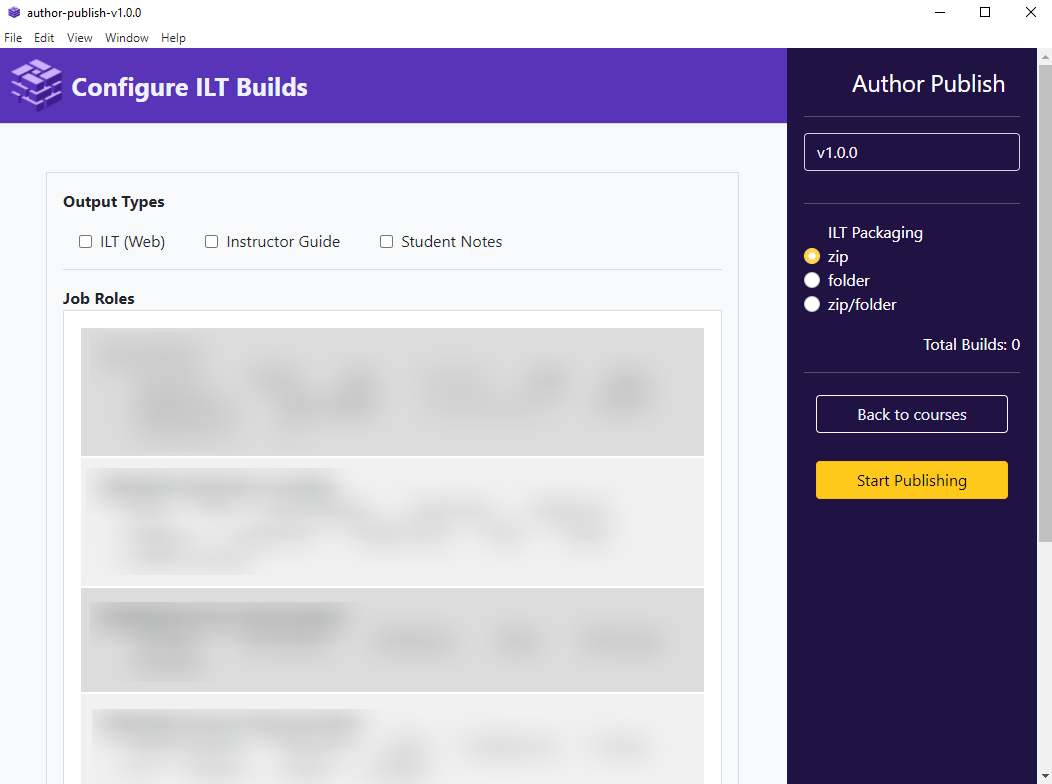 ILT Publish Settings