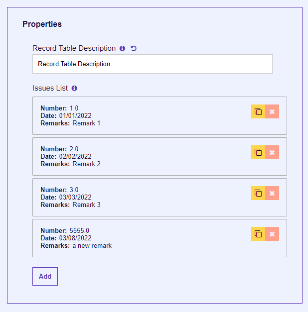 Issue Record Description