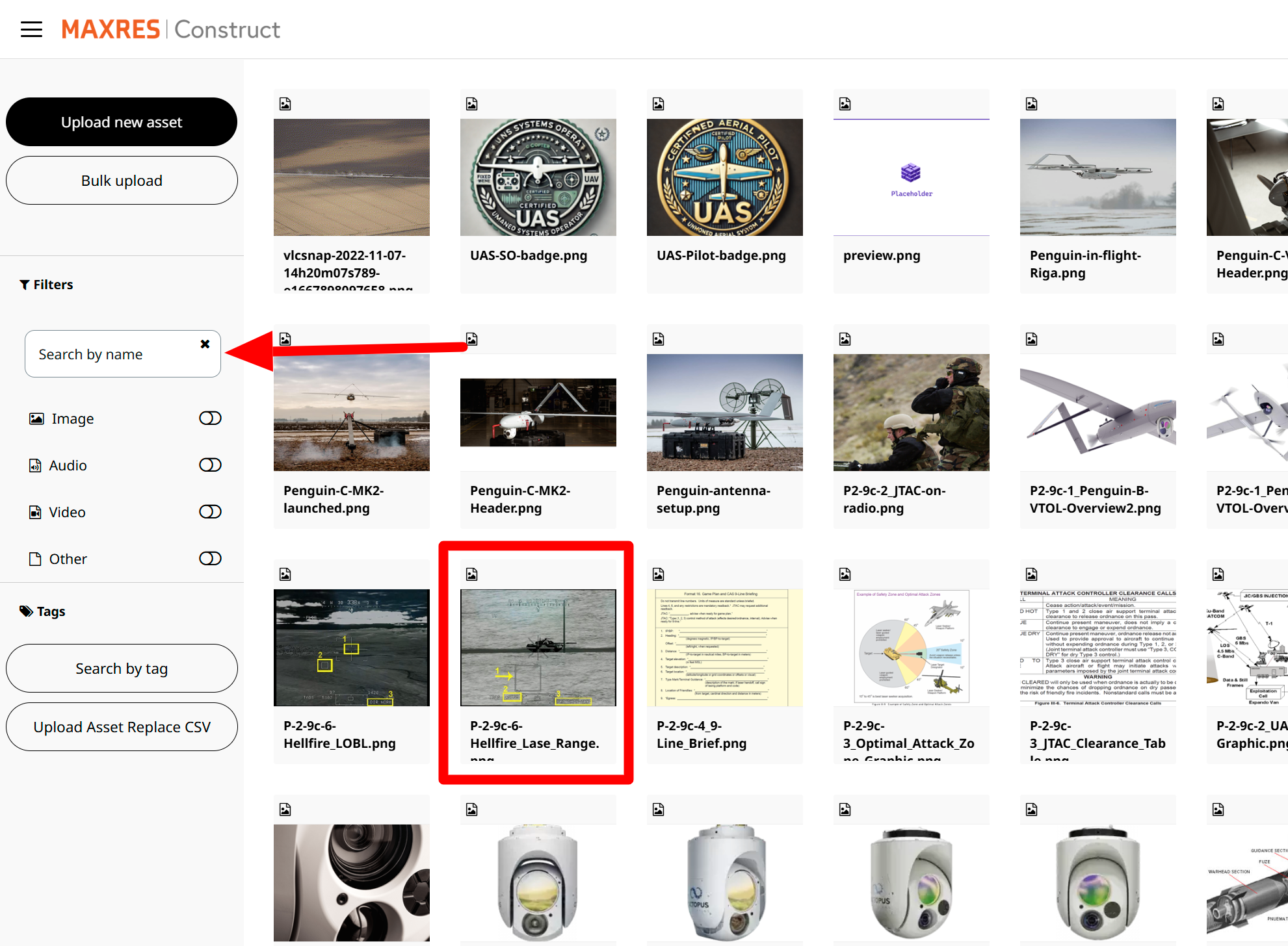 Select or Search for Asset